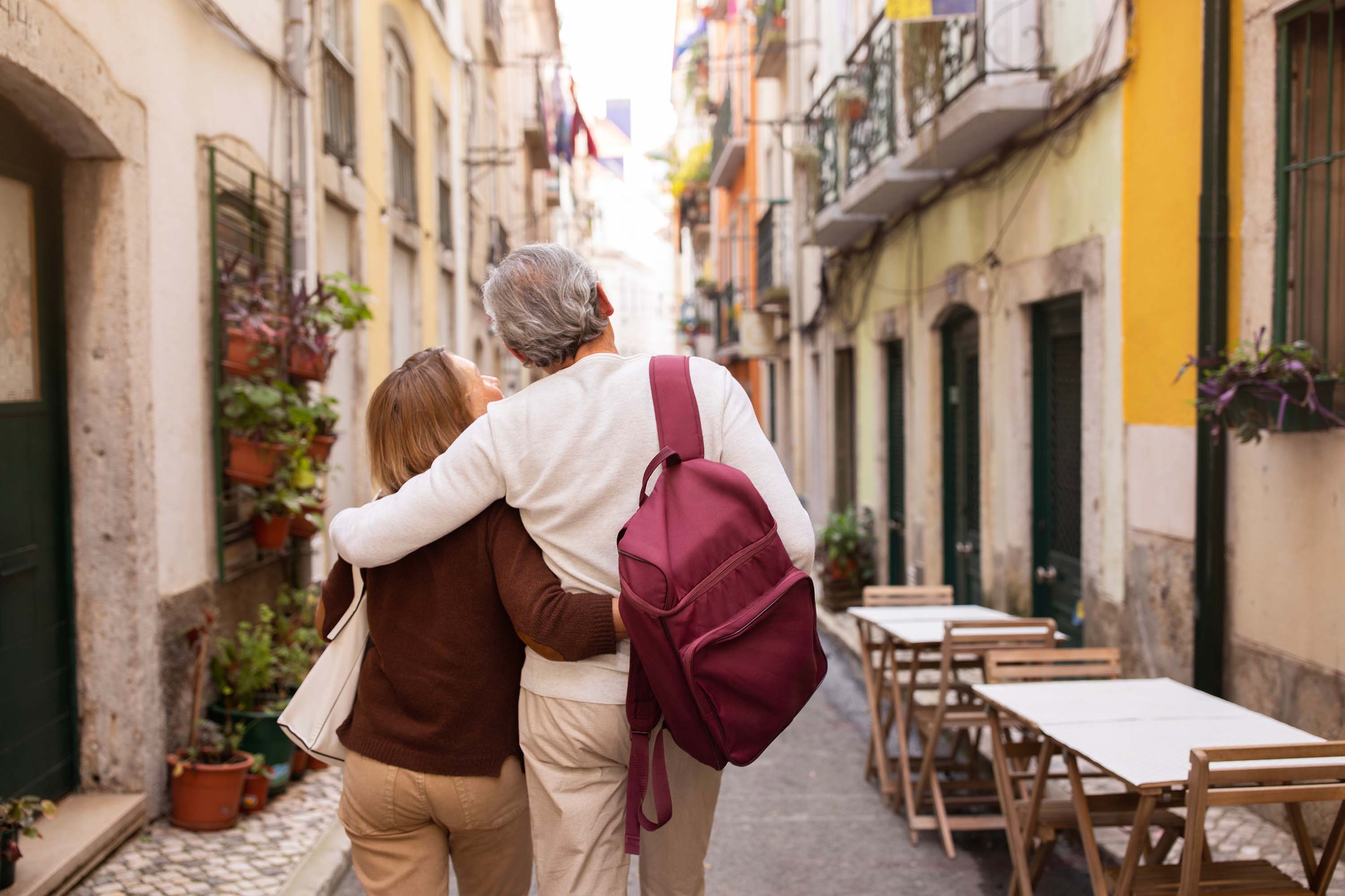 A couple walking on the street