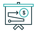 Presentation board with chart icon representing comprehensive planning.
