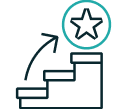 Stairs with star icon representing ongoing support and progress.